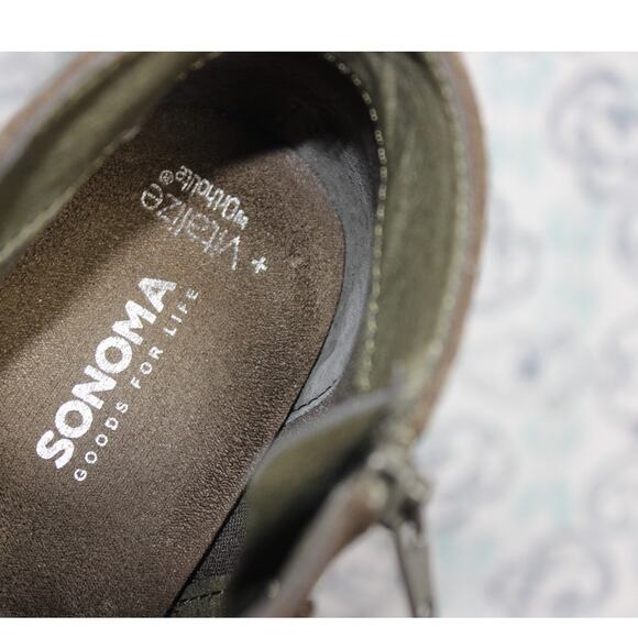 Sonoma Ankle Boot Womens Esme Olive 8.5M Suede Casual Block Heel Ortholite - Picture 8 of 10